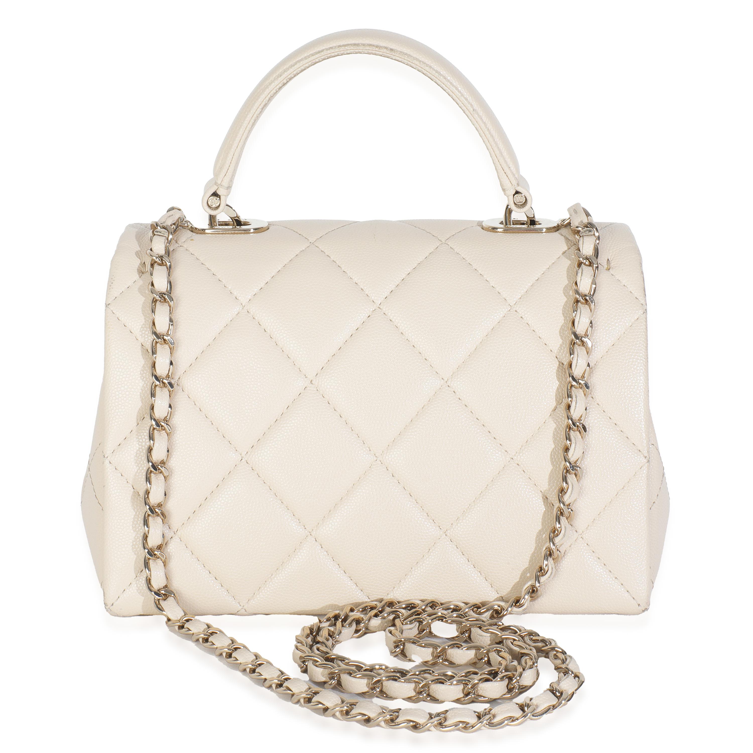 Chanel Beige Quilted Caviar Mini Retro Twist Top Handle Flap Bag en vente 4
