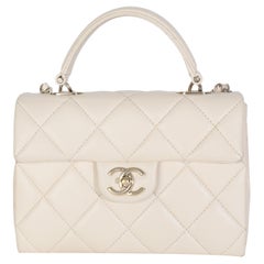 Chanel Beige Quilted Caviar Mini Retro Twist Top Handle Flap Bag