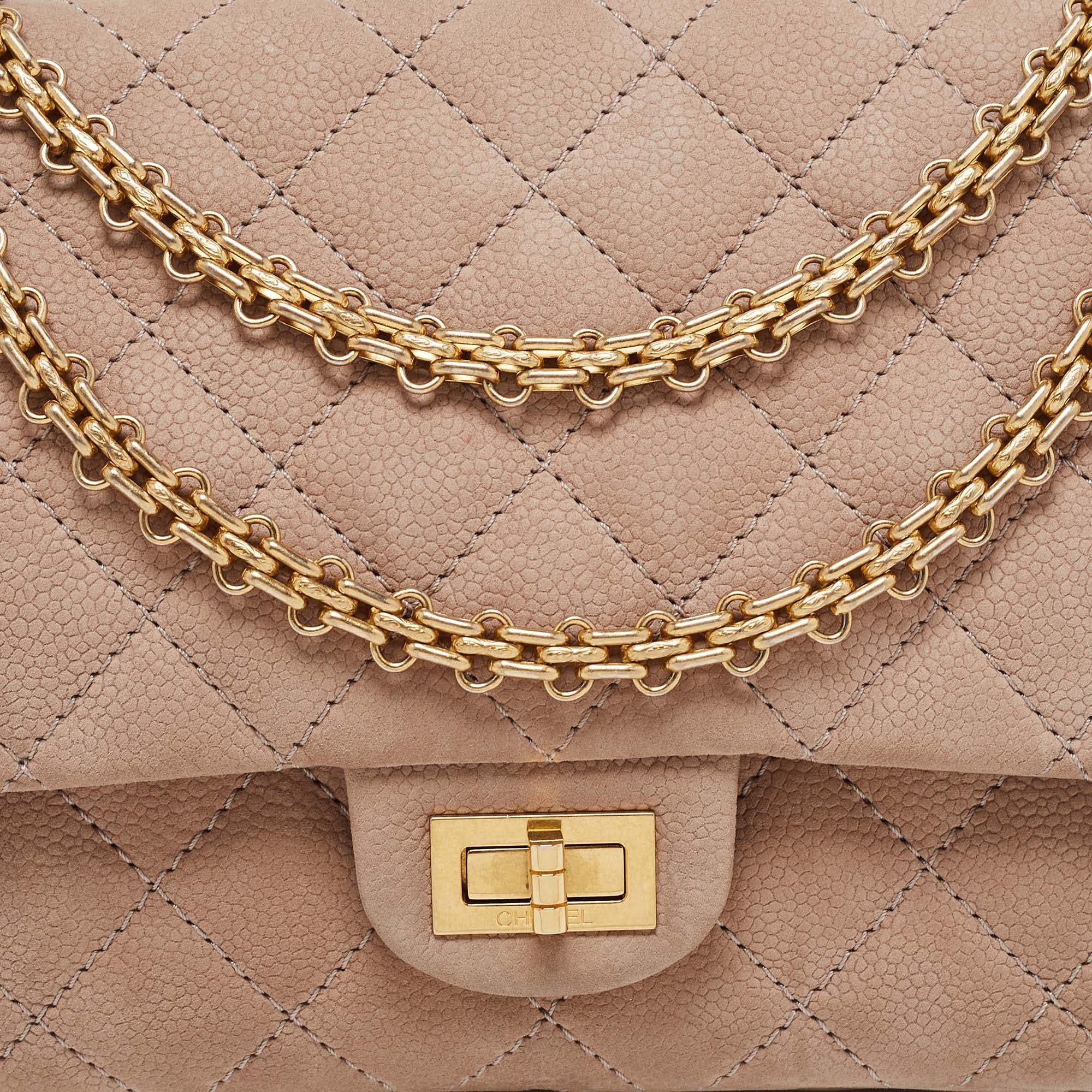 Chanel Beige Quilted Caviar Nubuck Leather Reissue 2.55 Classic 226 Flap Bag 8