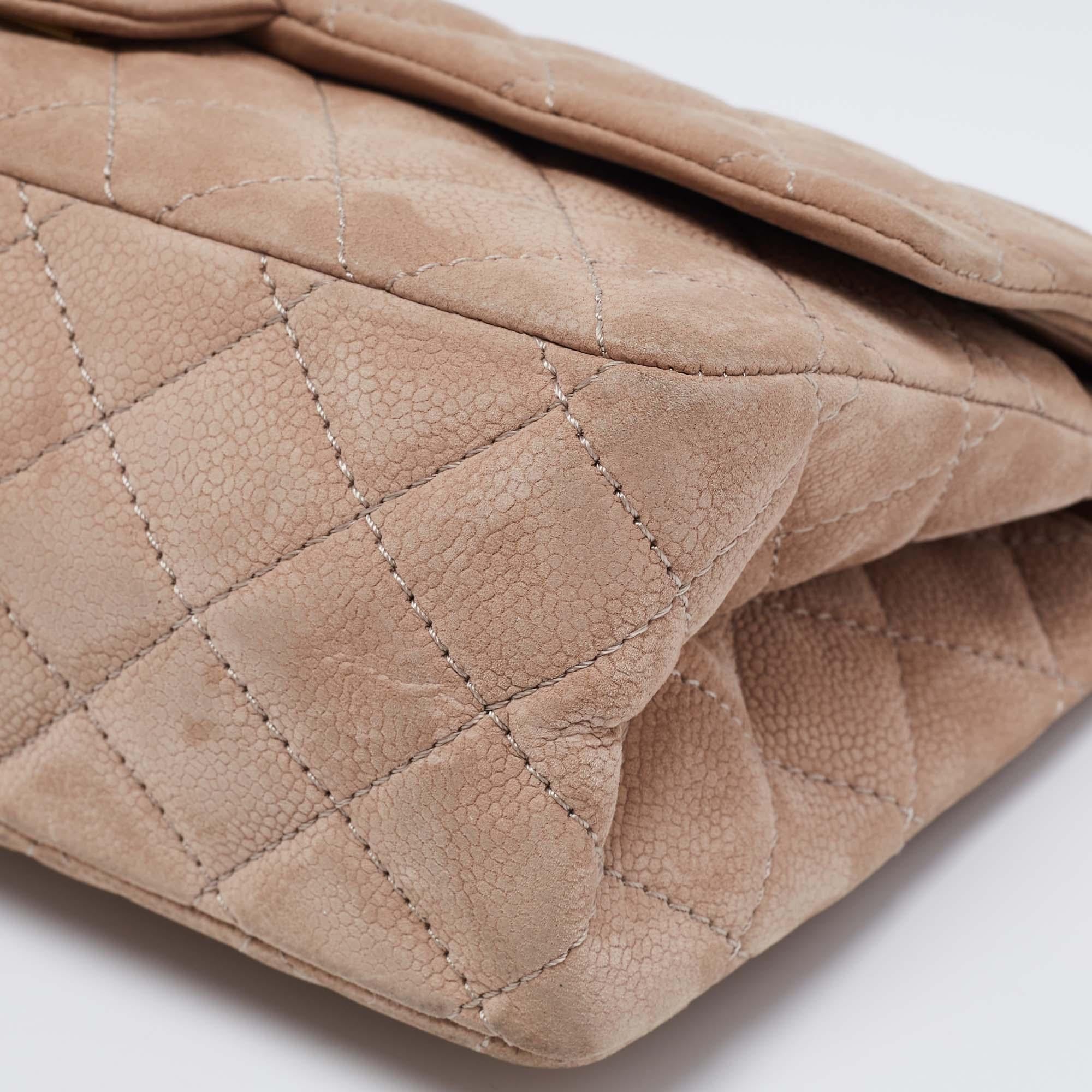 Women's Chanel Beige Quilted Caviar Nubuck Leather Reissue 2.55 Classic 226 Flap Bag