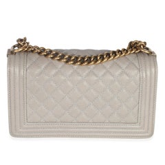 Chanel Beige Quilted Caviar Old Medium Boy Bag