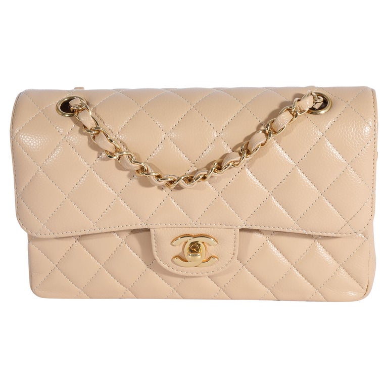 Chanel Vintage Cream Quilted Lambskin Small 9 Classic Double Flap Bag For  Sale at 1stDibs