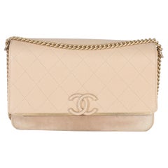 Chanel Beige Quilted Caviar Suede Lady Coco Chain Flap Handbag