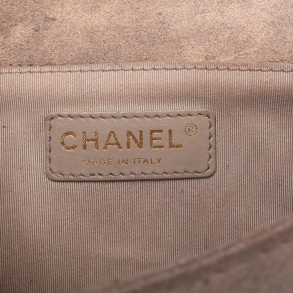 Chanel Beige Quilted Distressed Suede Medium Boy Flap Bag 4