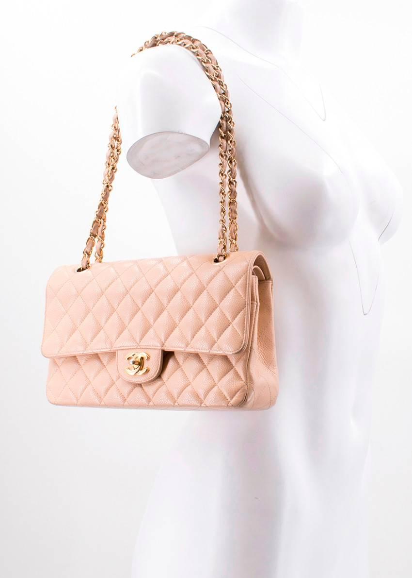 Chanel Beige Quilted Double Flap Bag  For Sale 3