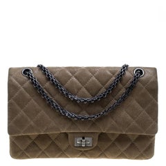 Chanel Beige Quilted Glazed Suede Reissue 2.55 Classic 226 Flap Bag