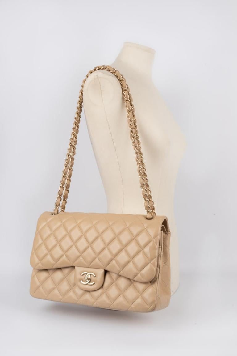 Chanel Beige Quilted Lamb Leather Jumbo Timeless Bag, 2013/2014 For Sale 8