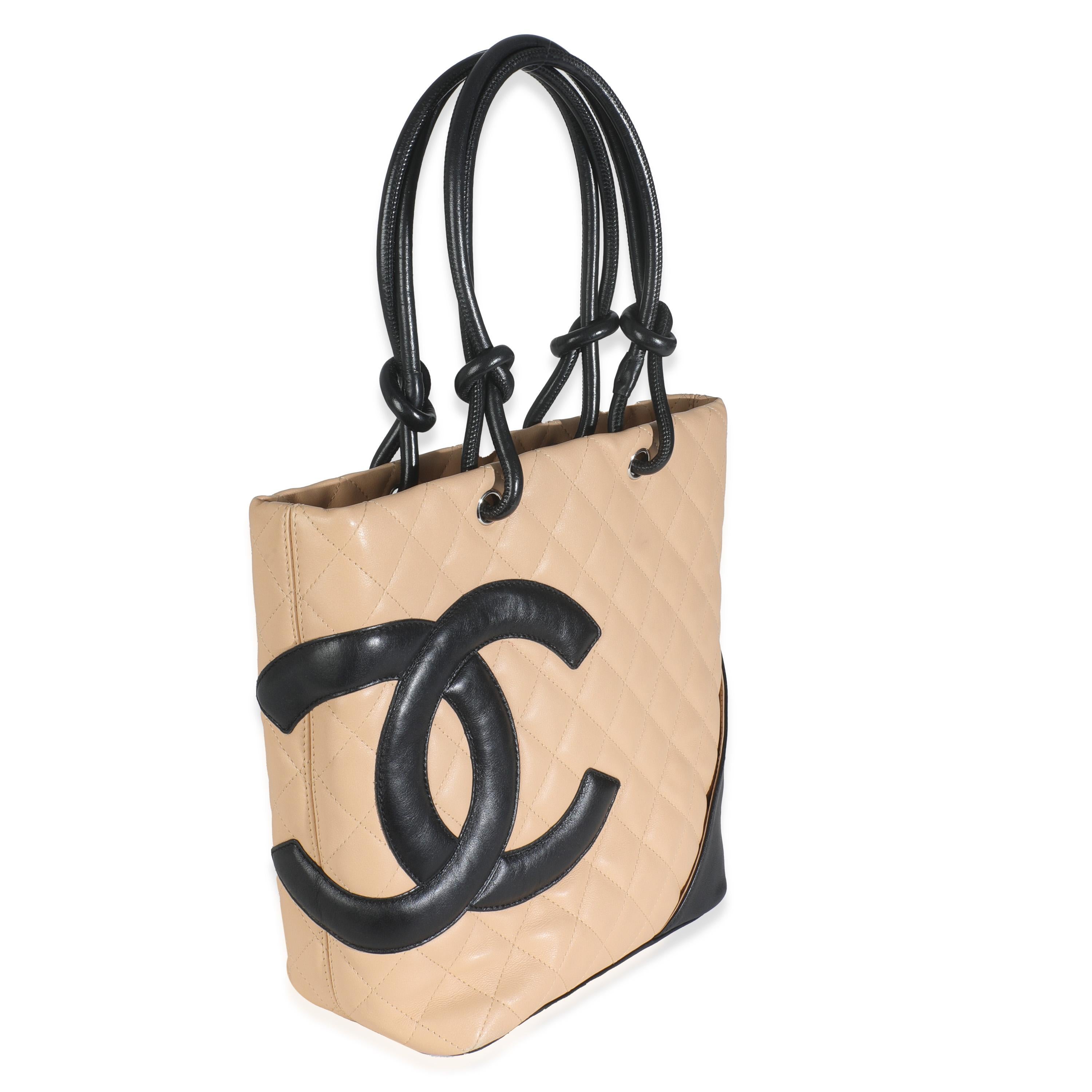 Chanel Beige Quilted Lambskin Cambon Bucket Bag In Excellent Condition For Sale In New York, NY