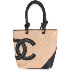 Chanel Beige Quilted Lambskin Cambon Bucket Bag