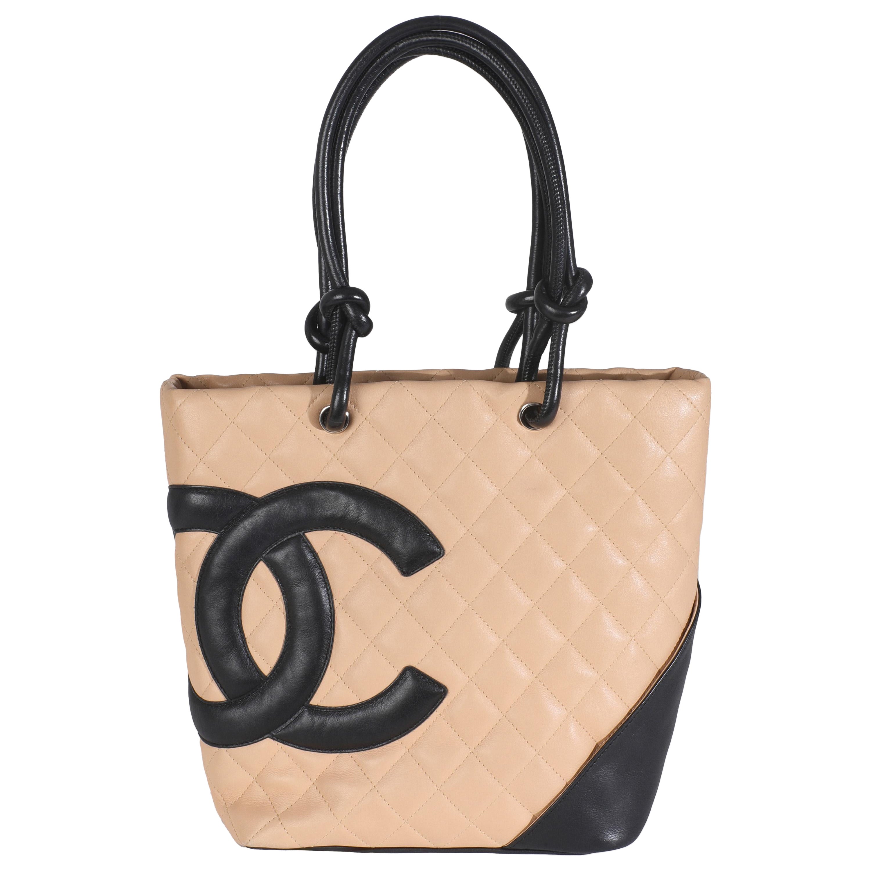 Chanel Beige Quilted Lambskin Cambon Bucket Bag