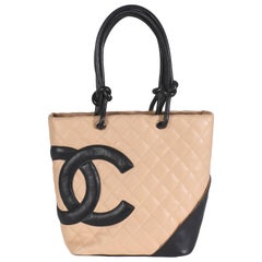 Chanel Beige Quilted Lambskin Cambon Bucket Bag