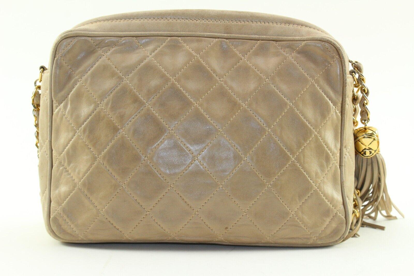 Chanel Beige Quilted Lambskin CC Camera Bag Diagonal Flap Gold Plated 6CK1220K For Sale 6
