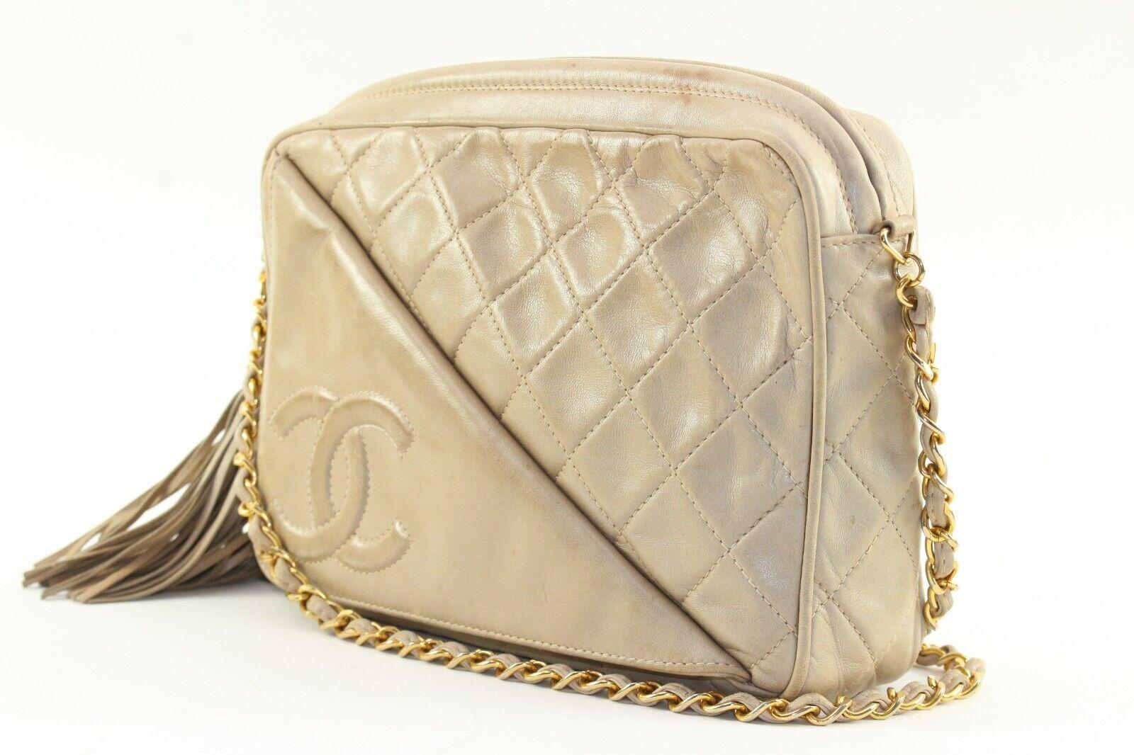 Chanel Beige Quilted Lambskin CC Camera Bag Diagonal Flap Gold Plated 6CK1220K For Sale 7