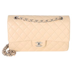 Chanel Beige Quilted Lambskin Classic Double Flap Bag