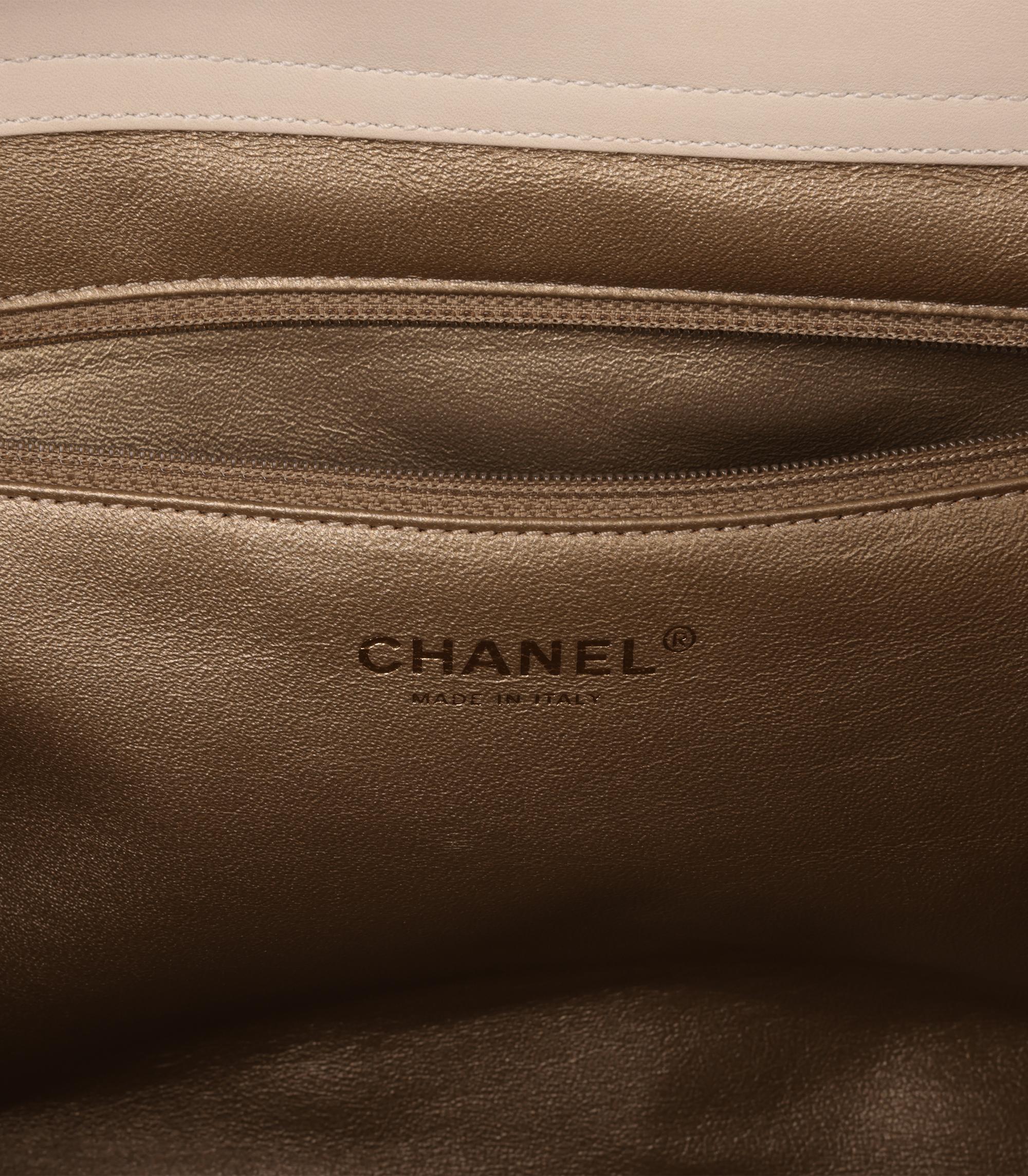 Chanel Beige Quilted Lambskin & Cream Calfskin Leather Portobello Shoulder Tote 5