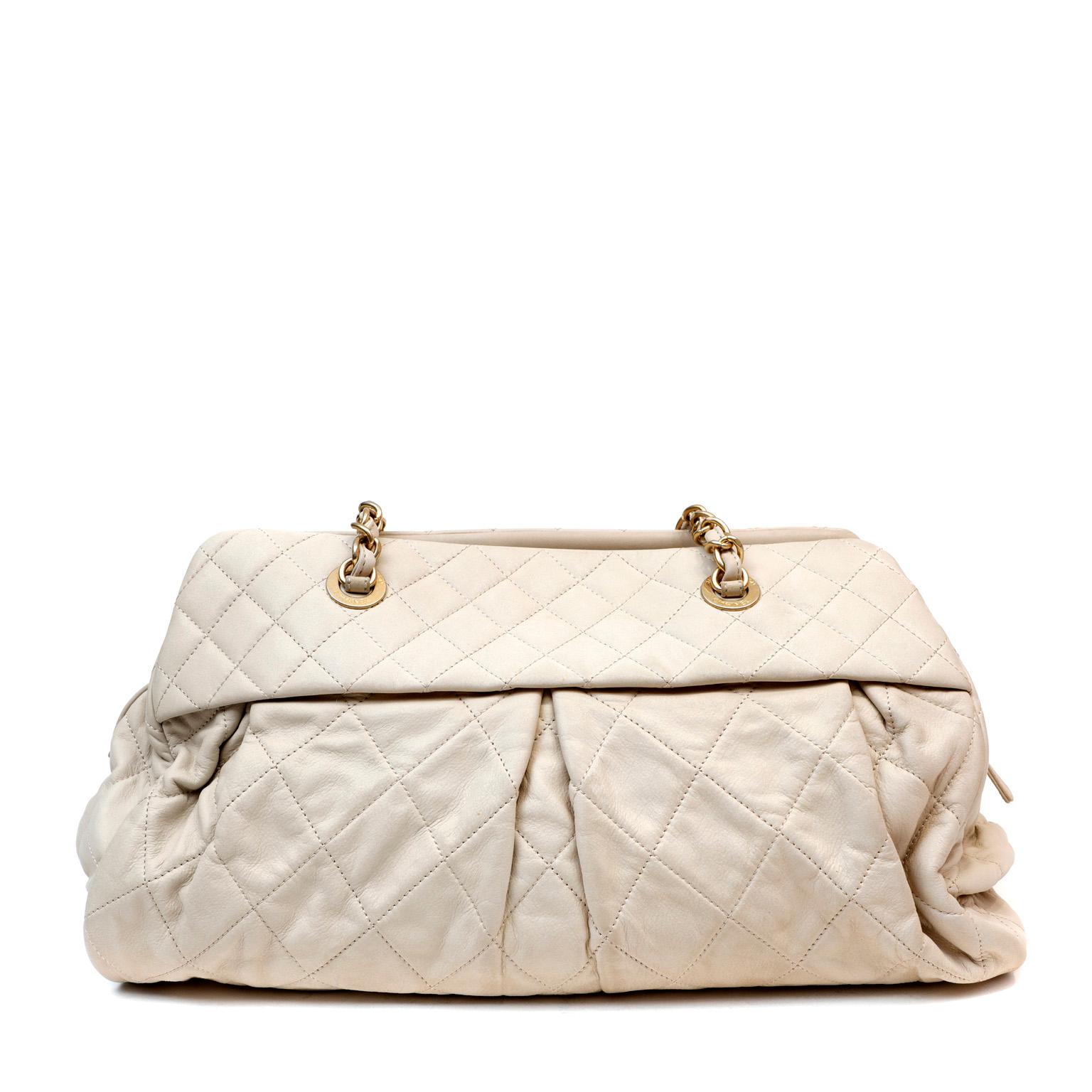 Women's Chanel Beige Quilted Lambskin Day Tote