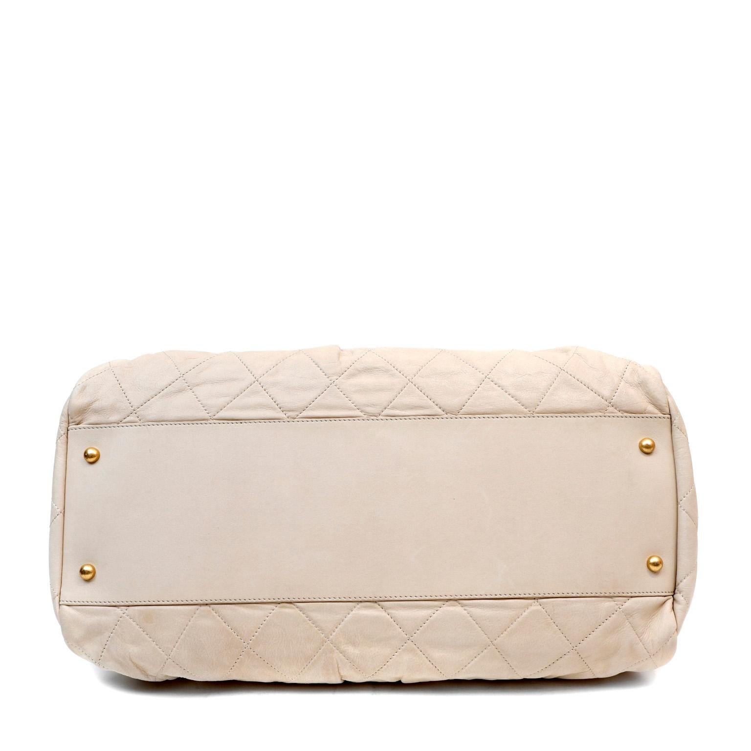 Chanel Beige Quilted Lambskin Day Tote 1