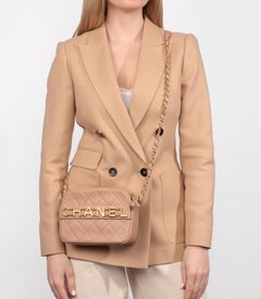 Chanel Beige Quilted Lambskin Enchained Camera Bag