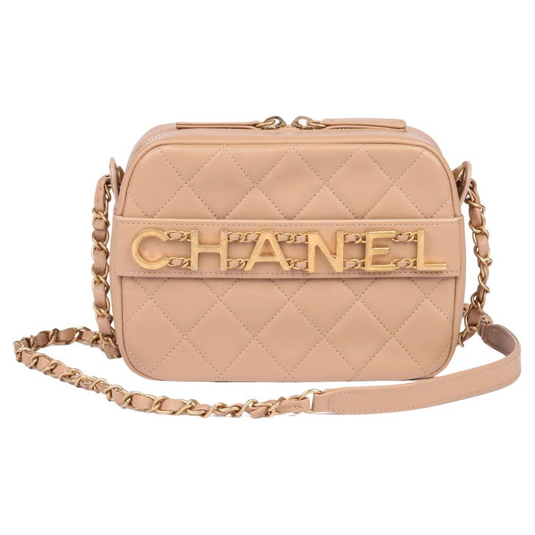 Chanel Beige Quilted Lambskin Enchained Camera Bag