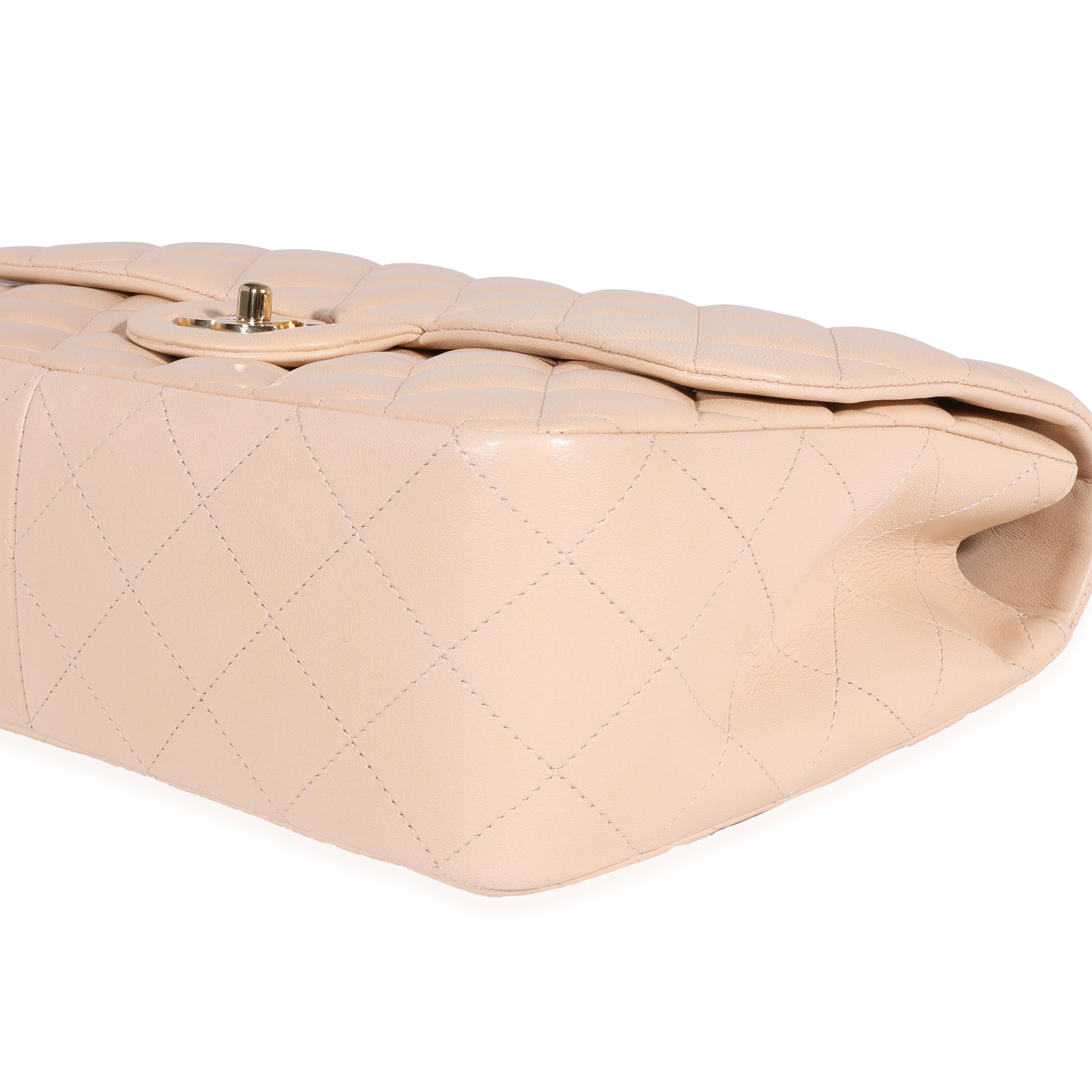 Orange Chanel Beige Quilted Lambskin Jumbo Classic Single Flap Bag