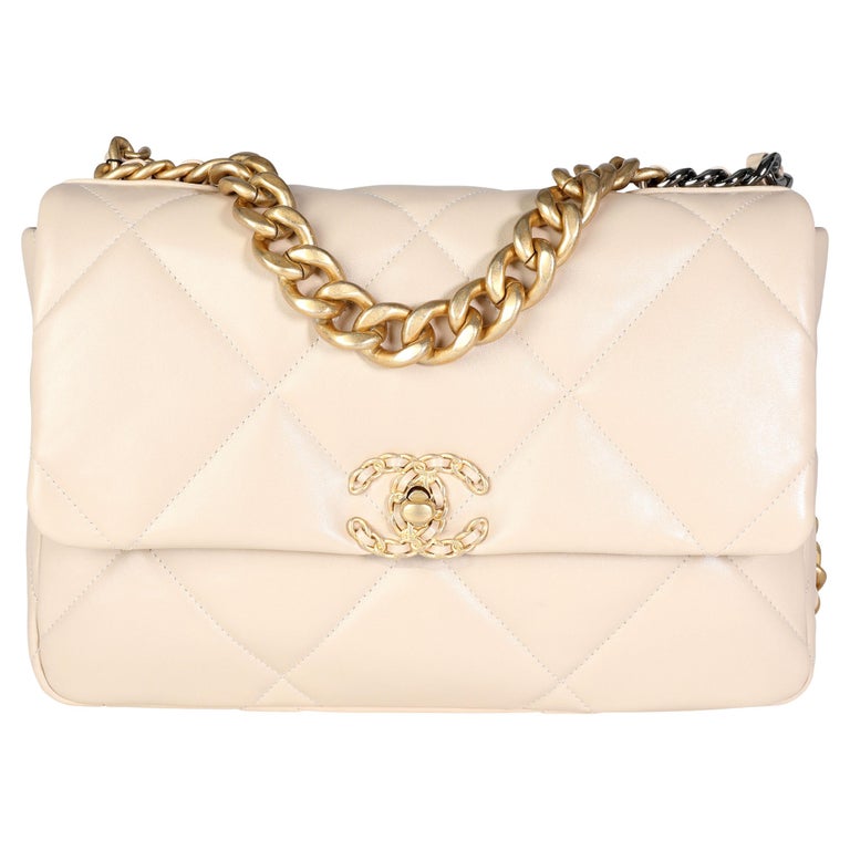 Chanel Beige Quilted Lambskin Large Chanel 19 Bag at 1stDibs  chanel 19  light beige, chanel 19 beige, chanel 19 large beige