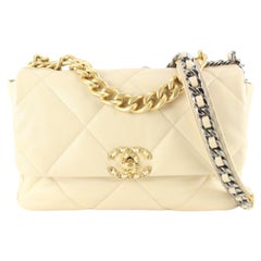 Chanel Beige Quilted Lambskin Large Chanel 19 Flap 66cc725s