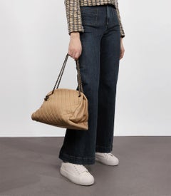 Chanel Beige Quilted Lambskin Large Just Mademoiselle Bowling Bag