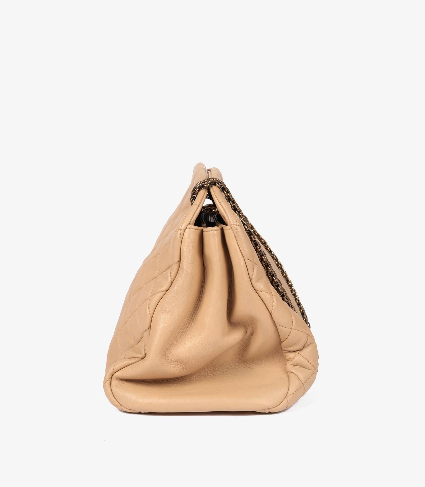 Chanel Beige Quilted Lambskin Large Just Mademoiselle Bowling Bag 1