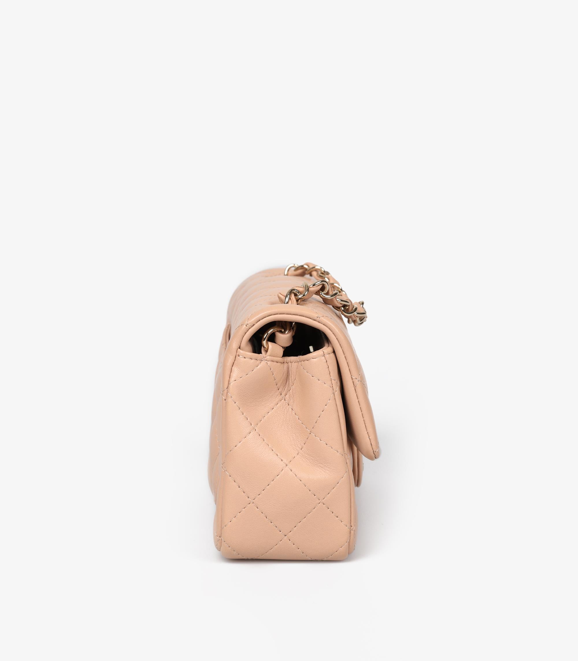 Women's Chanel Beige Quilted Lambskin Leather Rectangular Mini Flap Bag