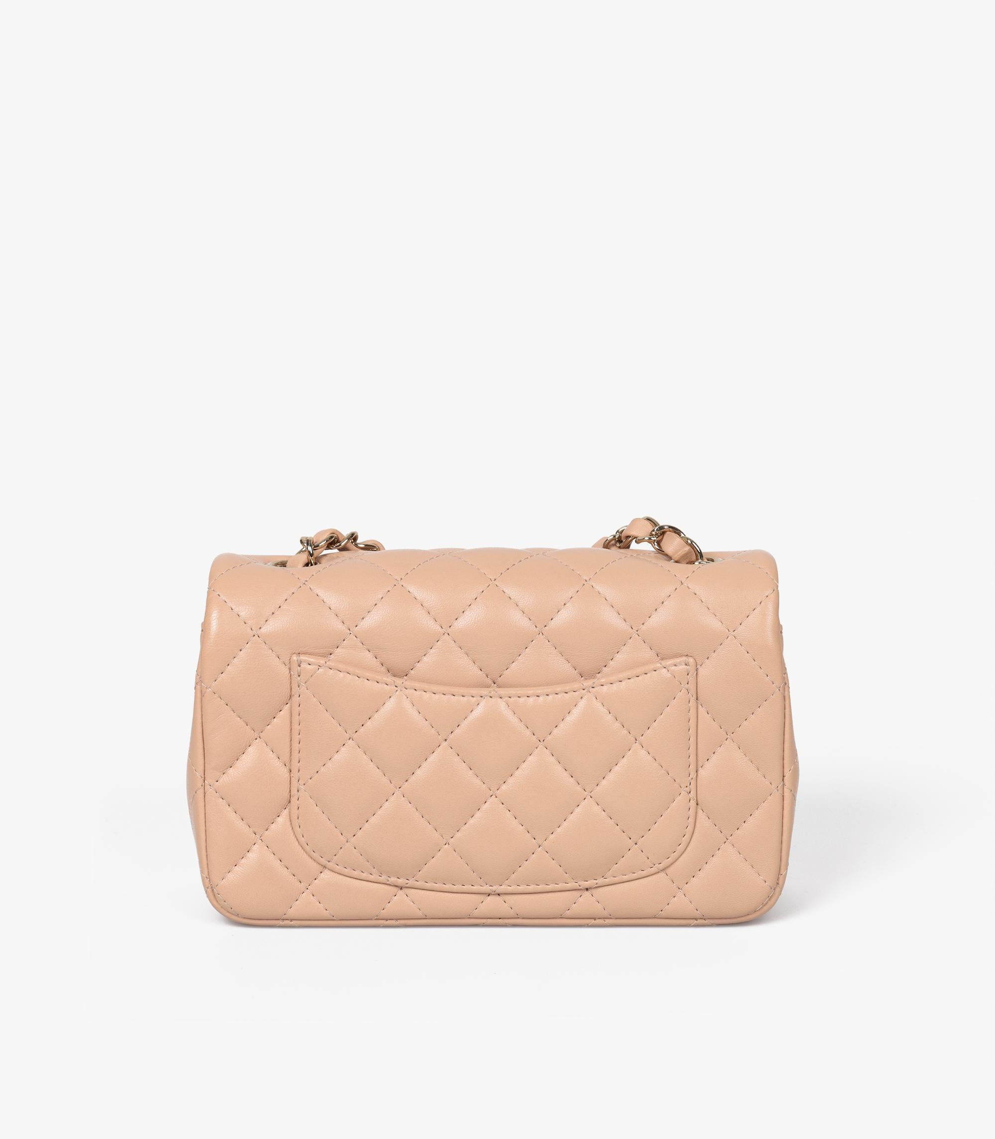 Chanel Beige Quilted Lambskin Leather Rectangular Mini Flap Bag 1
