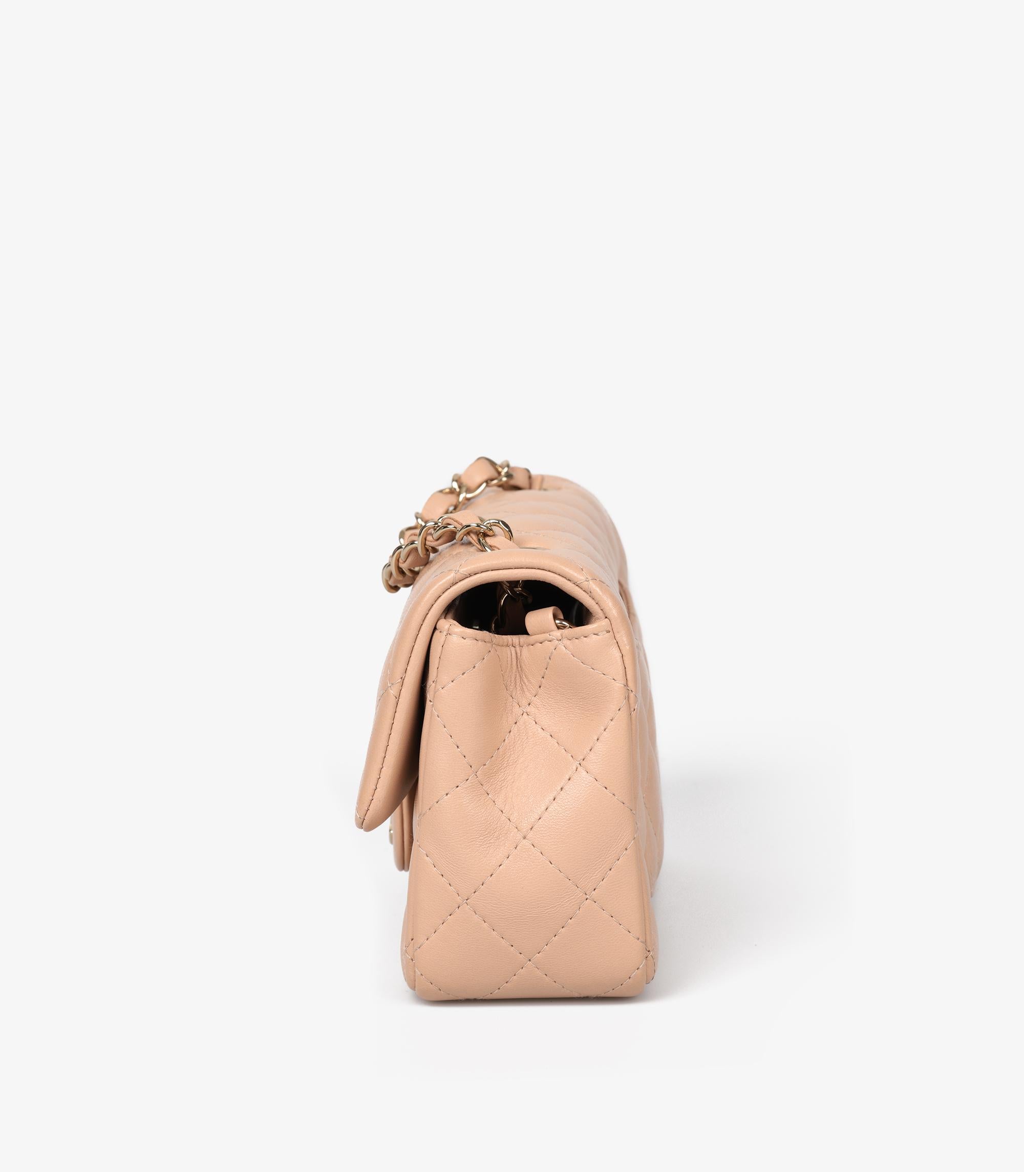 Chanel Beige Quilted Lambskin Leather Rectangular Mini Flap Bag 2