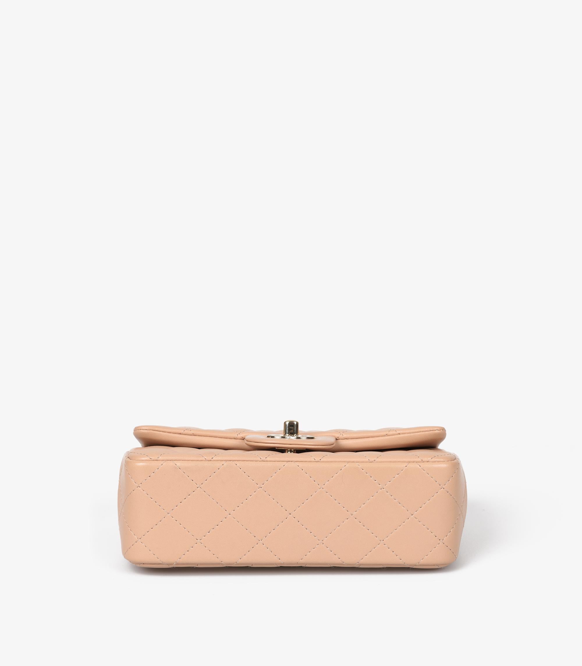 Chanel Beige Quilted Lambskin Leather Rectangular Mini Flap Bag 3