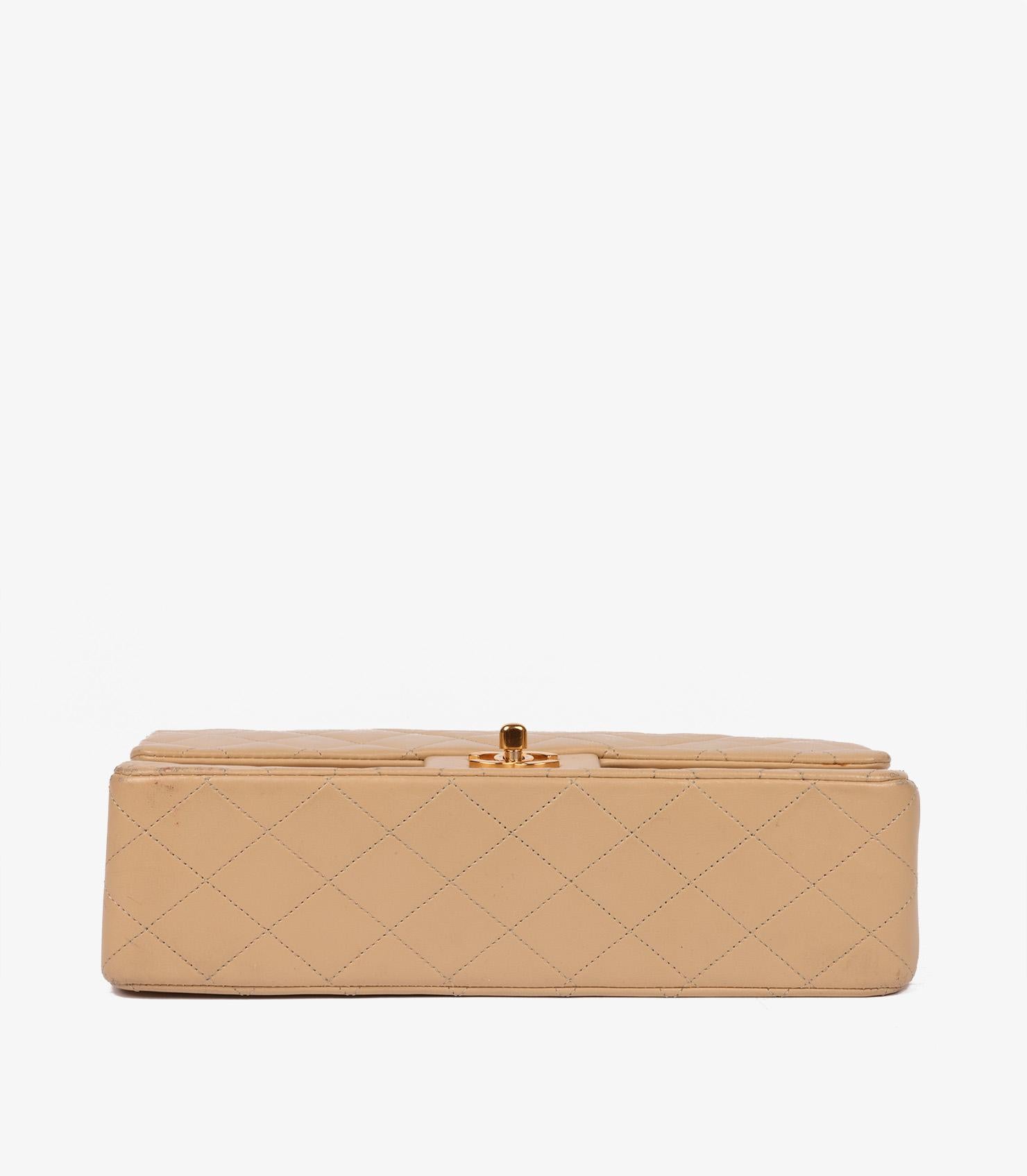 Chanel Beige Quilted Lambskin Leather Vintage Medium Classic Double Flap Bag 3