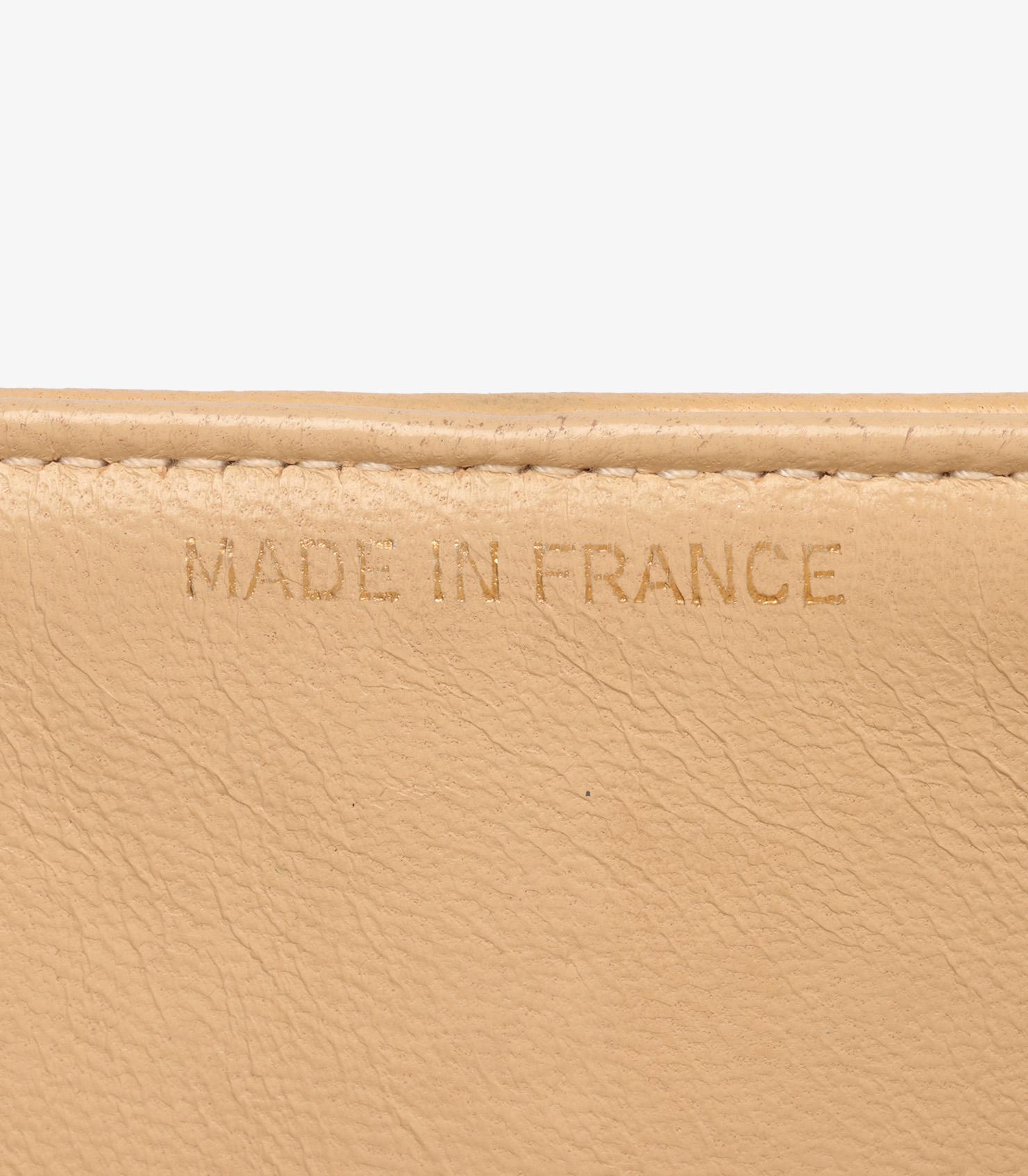 Chanel Beige Quilted Lambskin Leather Vintage Medium Classic Double Flap Bag 5