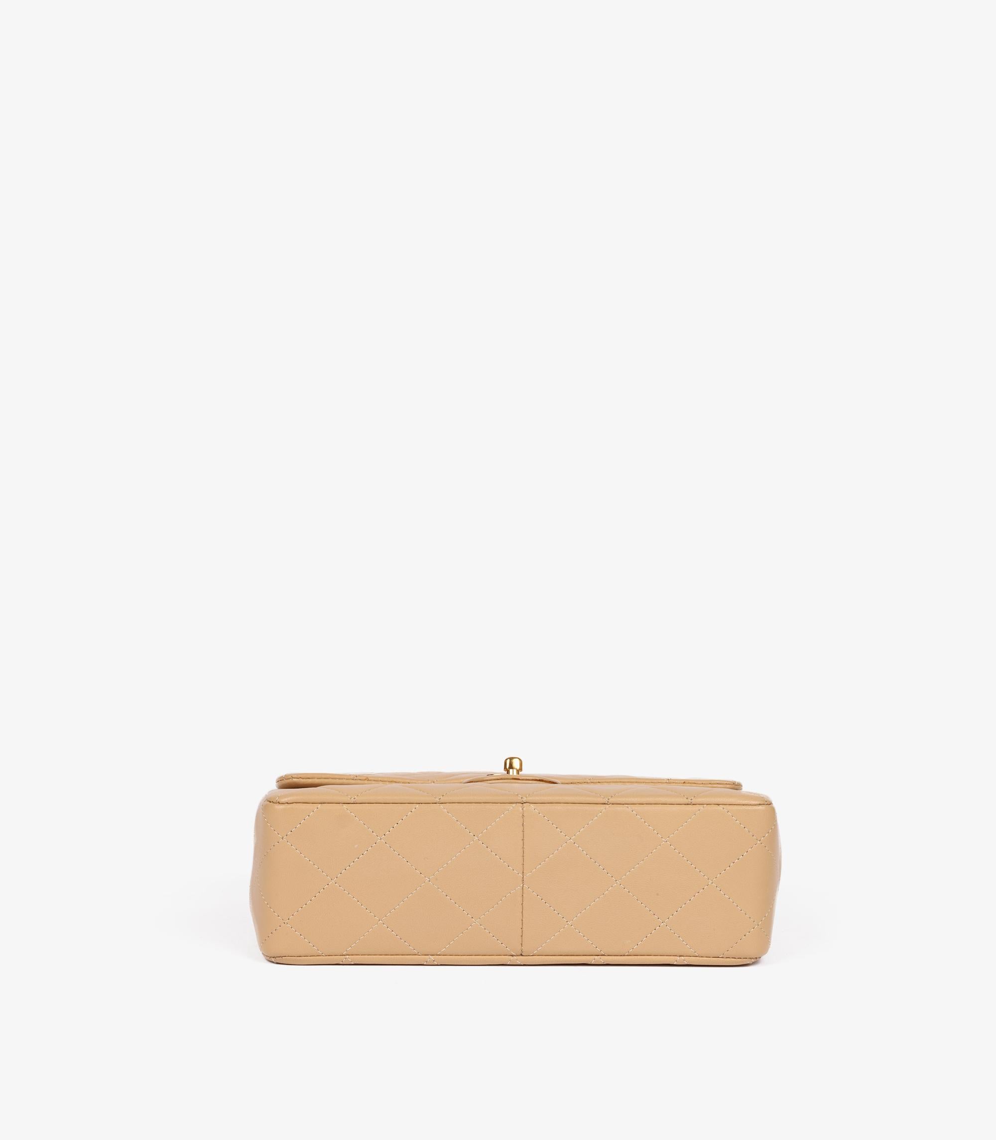 Chanel Beige Quilted Lambskin Leather Vintage Square Mini Flap Bag For Sale 2