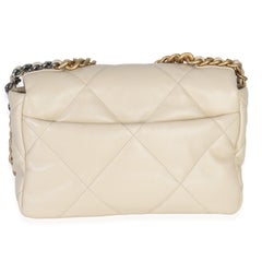 Chanel Beige Quilted Lambskin Medium Chanel 19 Flap Bag