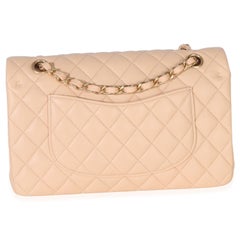 Chanel Beige Quilted Lambskin Medium Classic Double Flap Bag
