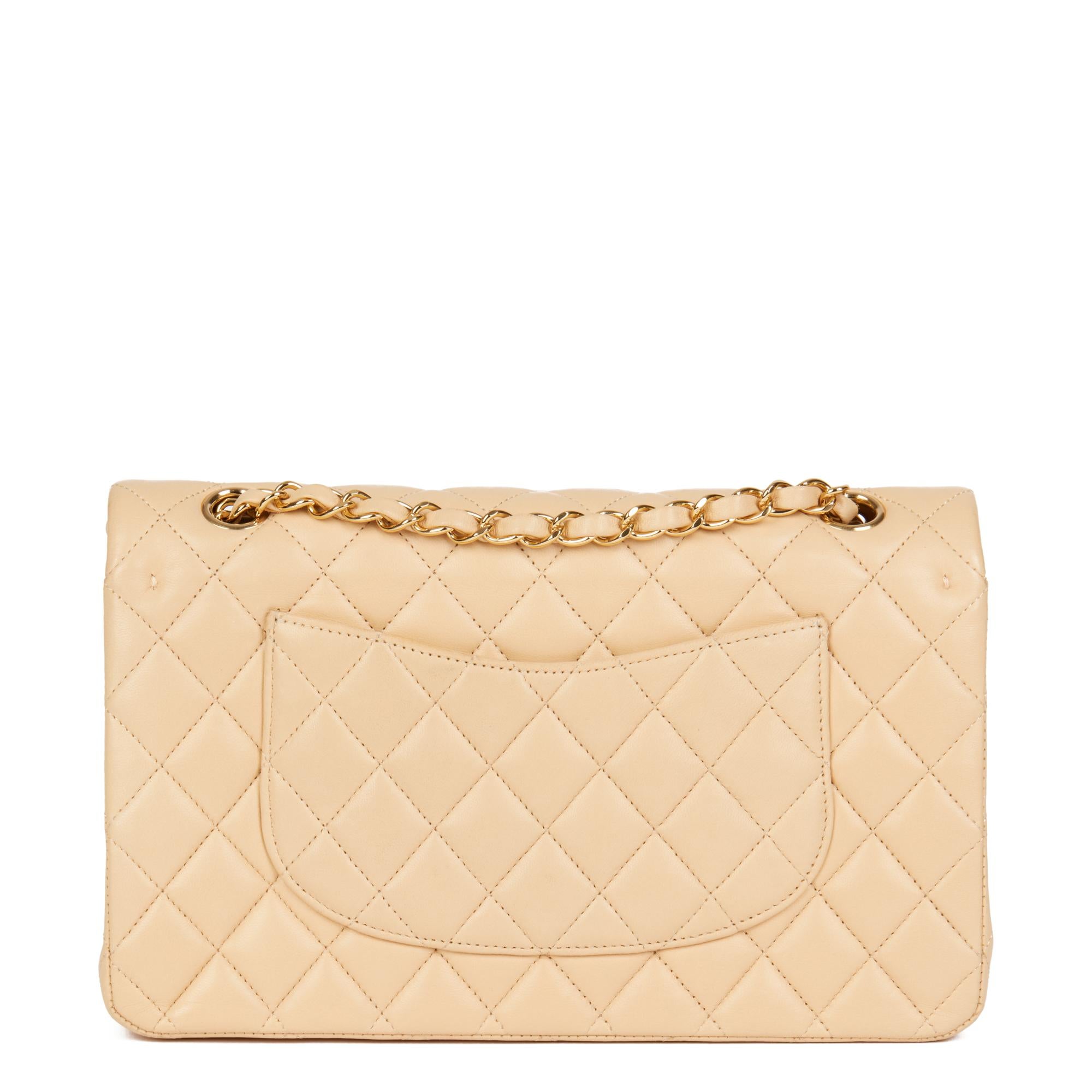 Women's CHANEL Beige Quilted Lambskin Medium Classic Double Flap Bag
