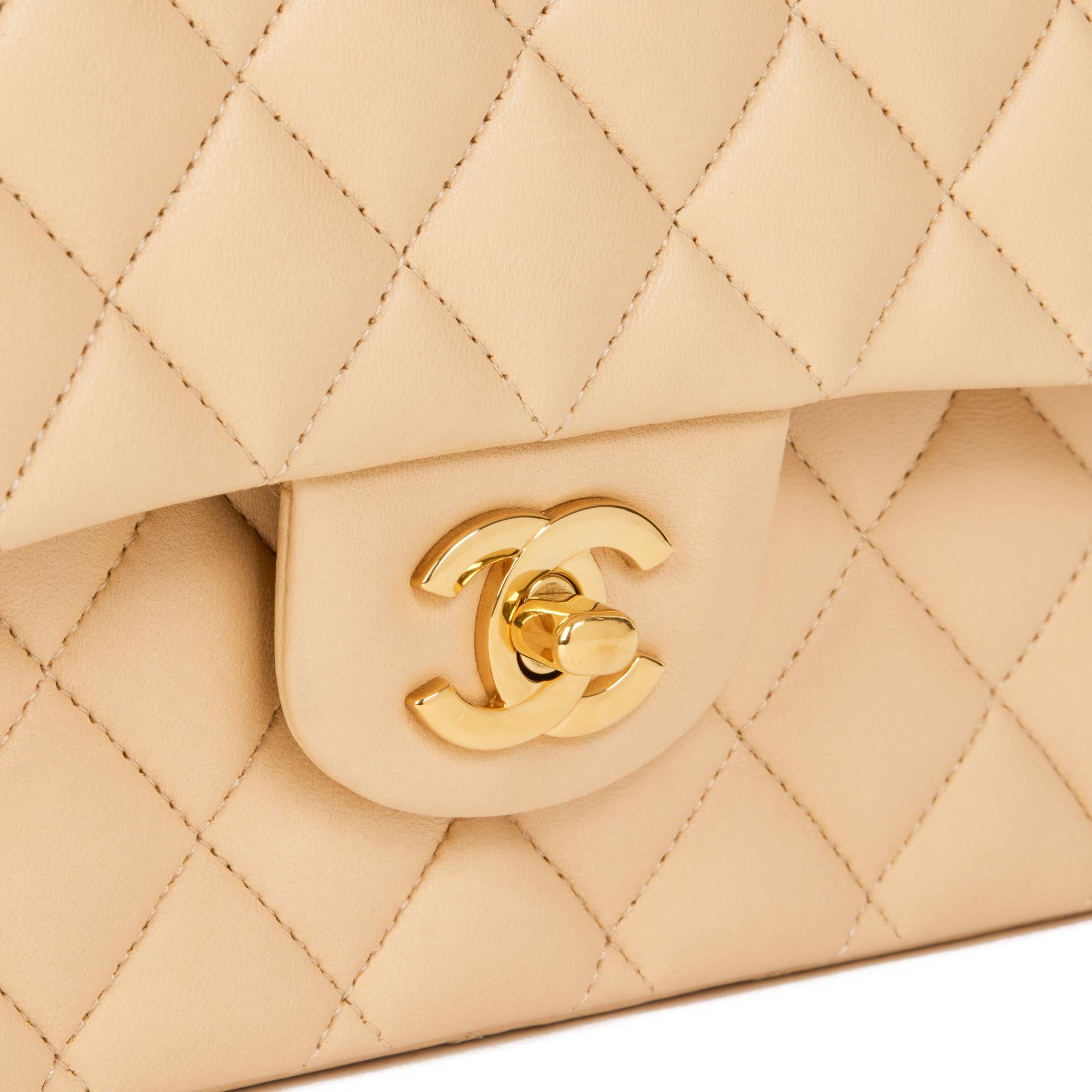 CHANEL Beige Quilted Lambskin Medium Classic Double Flap Bag 3