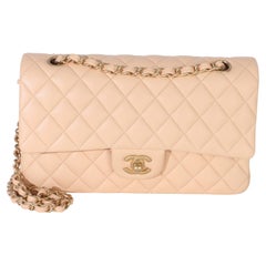 Chanel Beige Quilted Lambskin Medium Classic Double Flap Bag