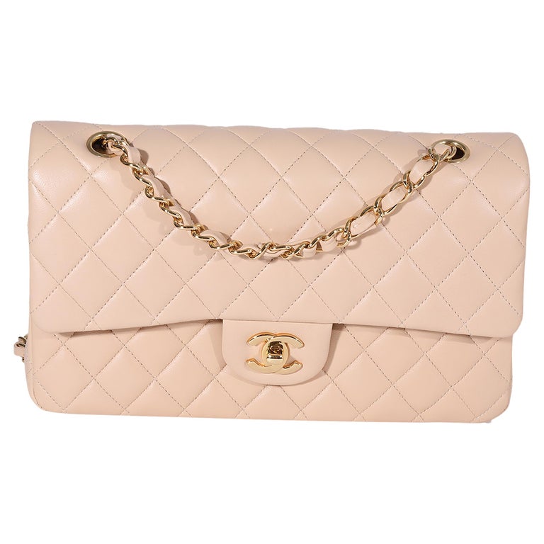Chanel Medium Classic Flap Bag Beige - 29 For Sale on 1stDibs