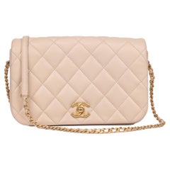 CHANEL Beige Quilted Lambskin Medium Classic Single Full Flap Bag at 1stDibs