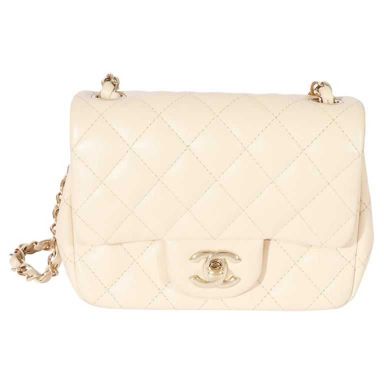 Chanel Beige Quilted Lambskin Mini Square Classic Flap Bag For Sale at  1stDibs