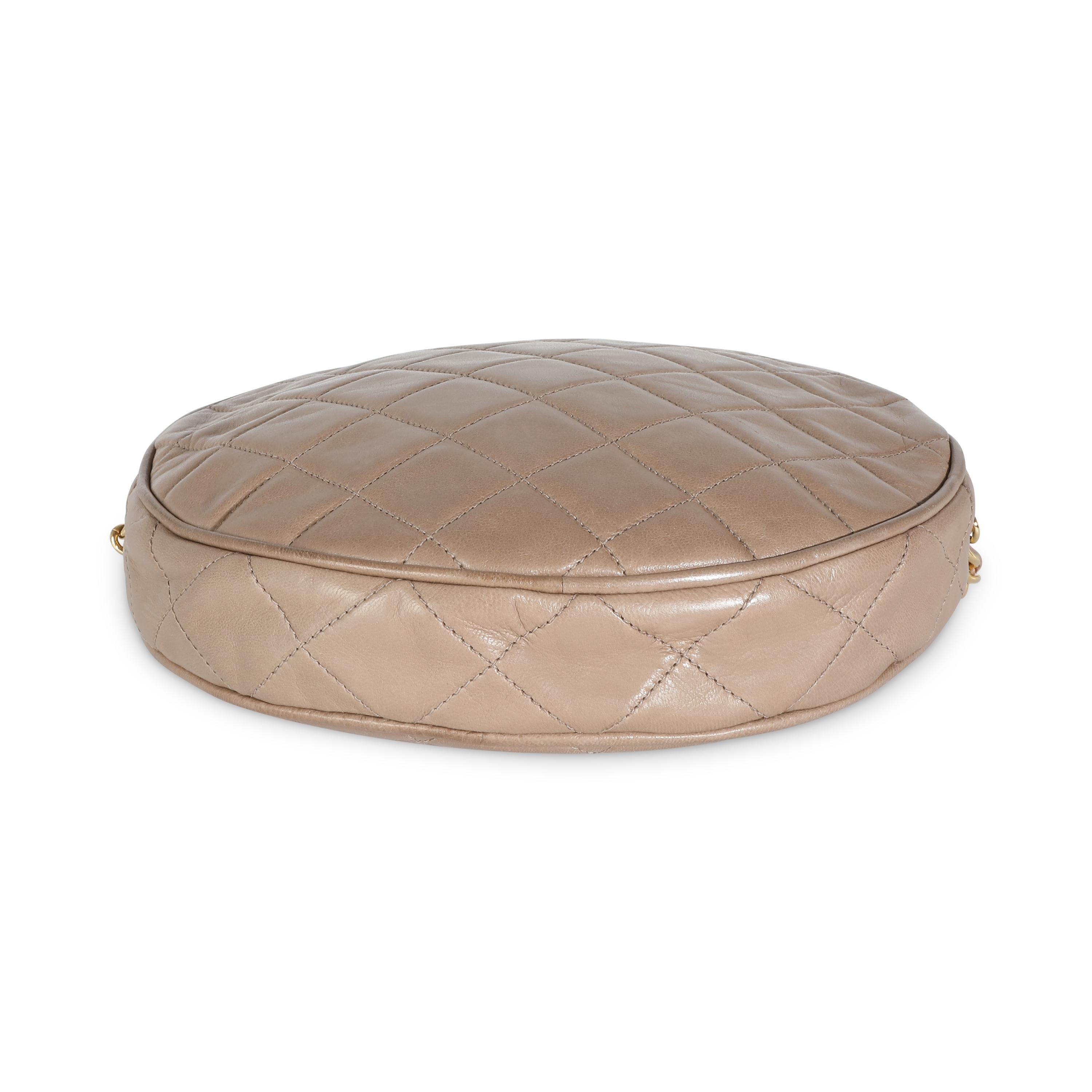 Chanel Beige Quilted Lambskin Round Tassel Chain Bag For Sale 4