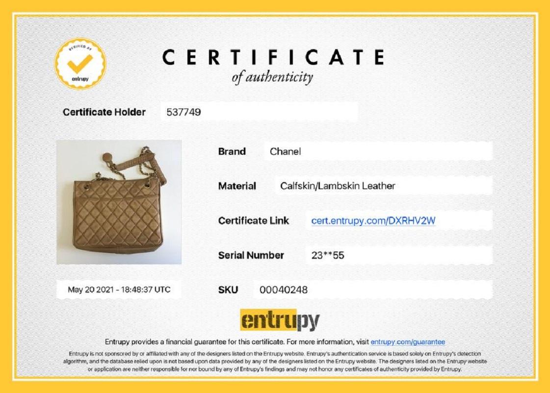 Chanel Bolso de cadena ShopperTote de piel de cordero acolchada beige 593cas615 Beige en venta