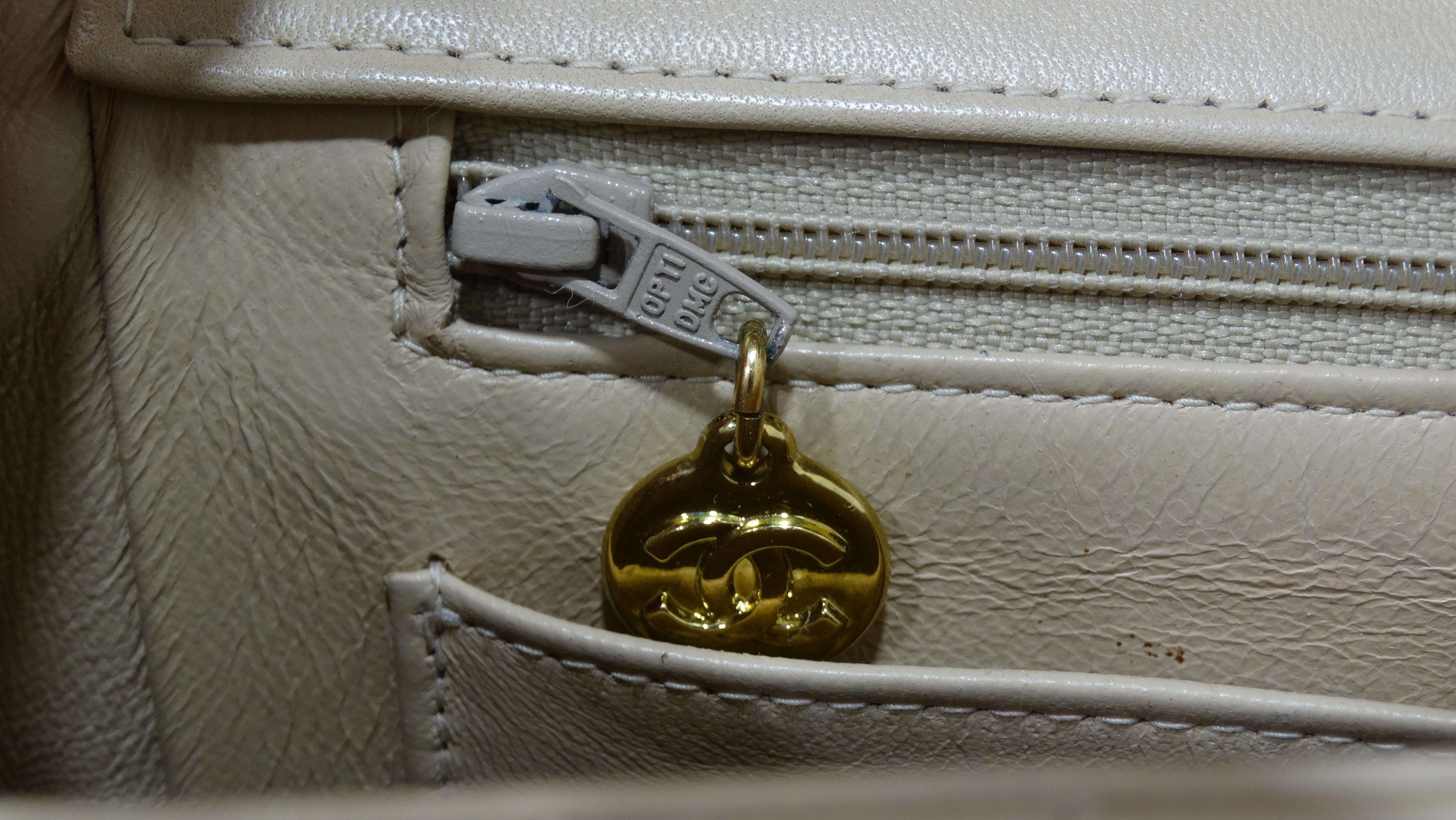 Chanel Beige Quilted Lambskin Single-Flap Jumbo Handbag 8