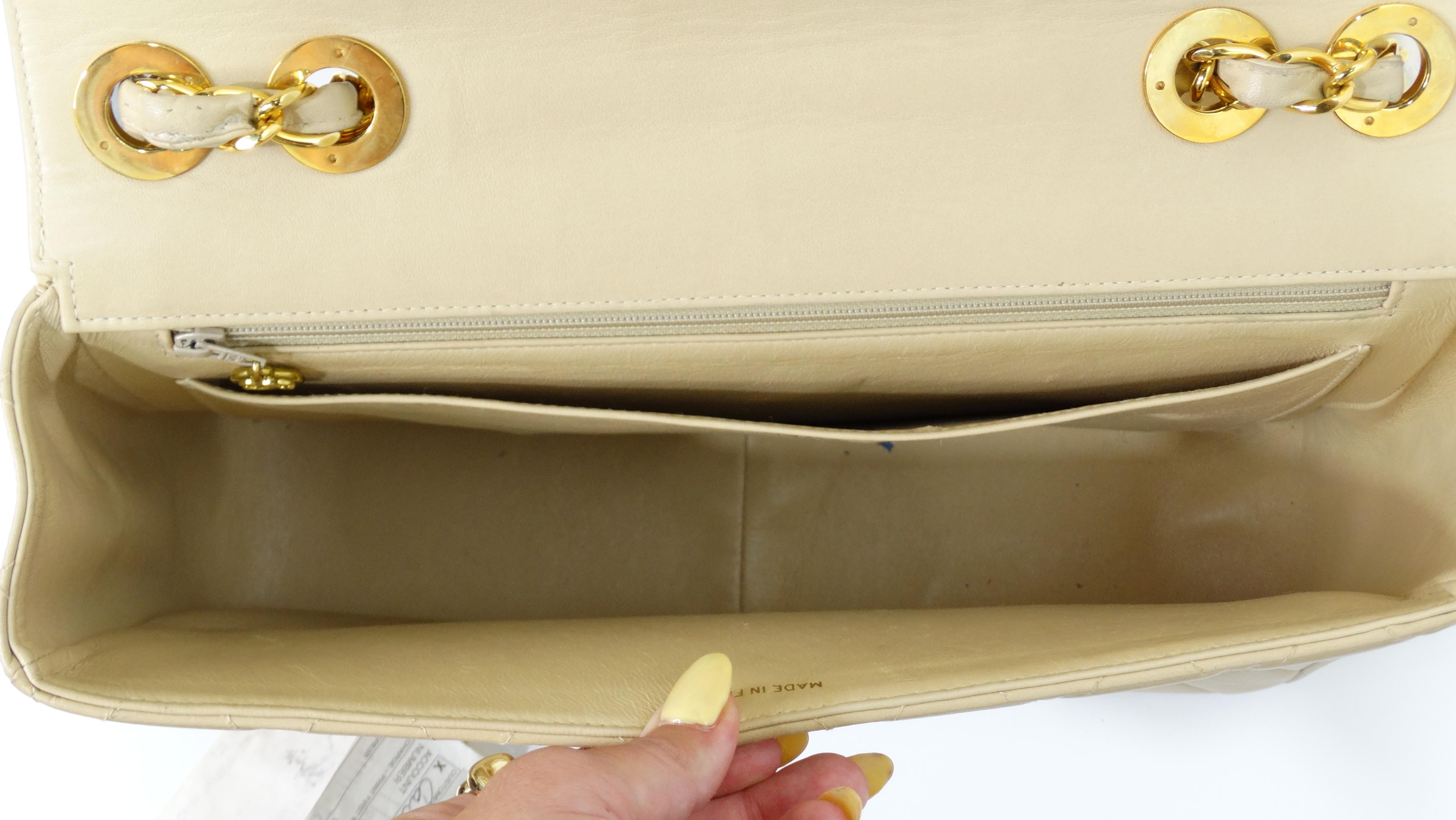 Chanel Beige Quilted Lambskin Single-Flap Jumbo Handbag 9
