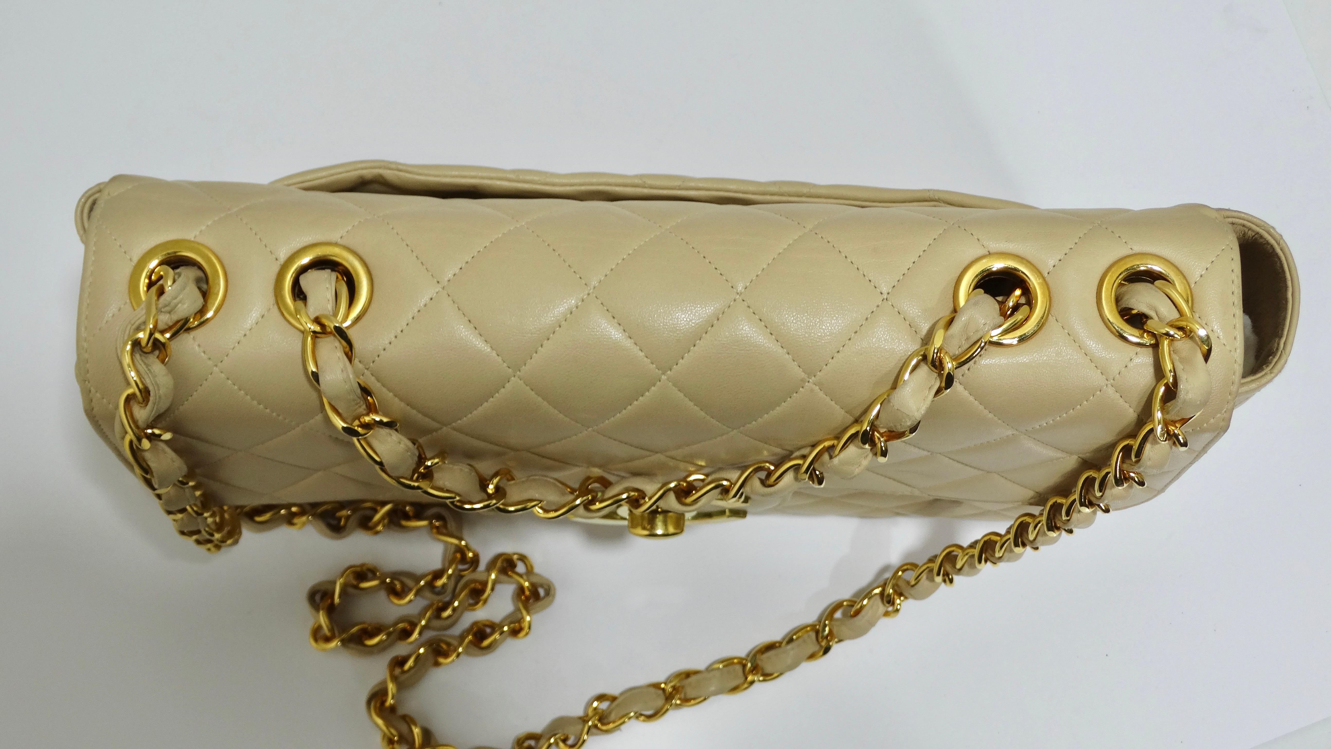 Chanel Beige Quilted Lambskin Single-Flap Jumbo Handbag 2