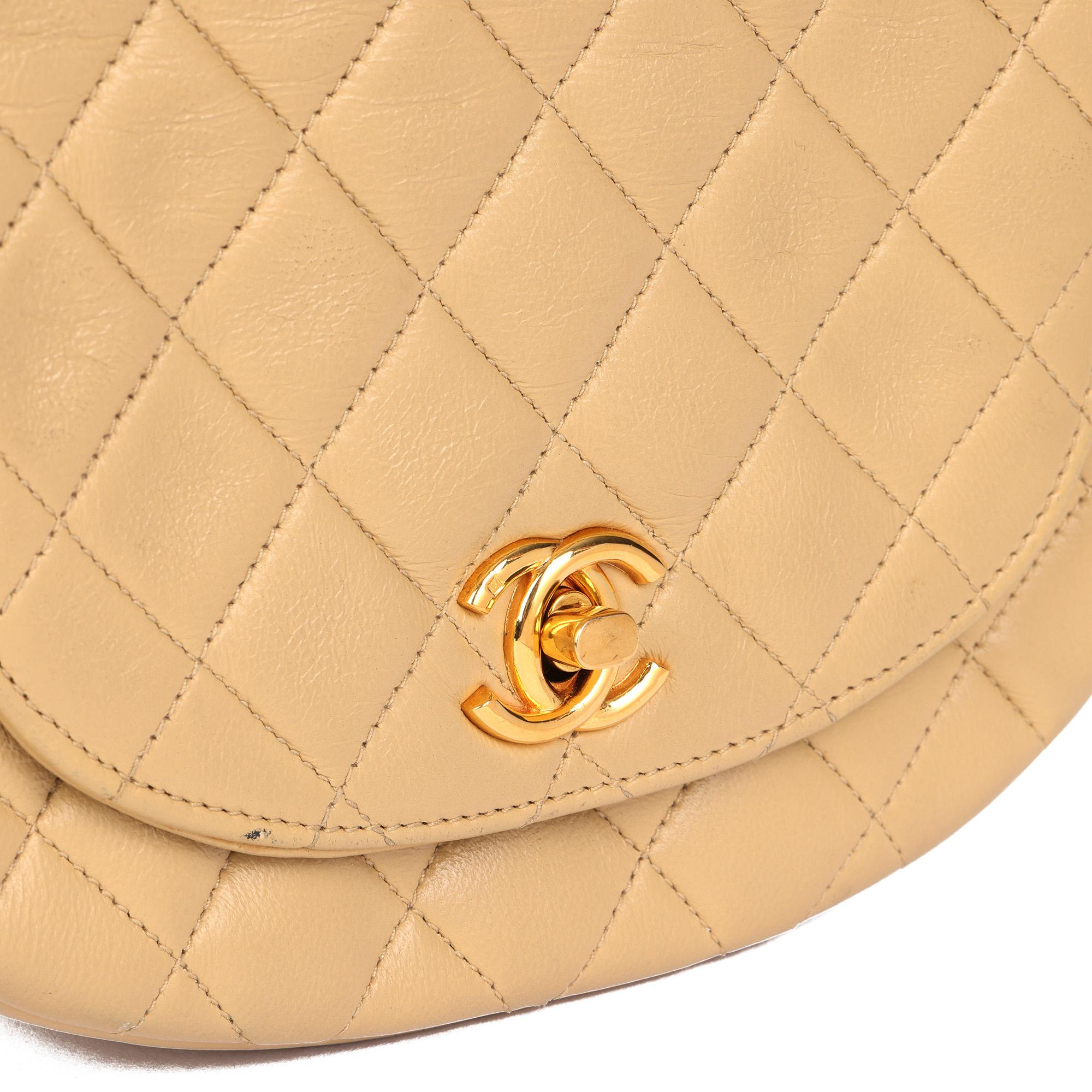 CHANEL Beige Quilted Lambskin Vintage Half Moon Mini Flap Bag For Sale ...