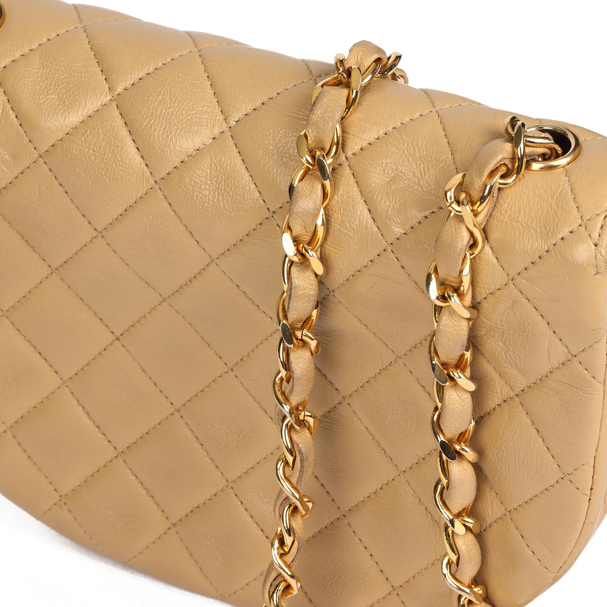 CHANEL Beige Quilted Lambskin Vintage Half Moon Mini Flap Bag  For Sale 1